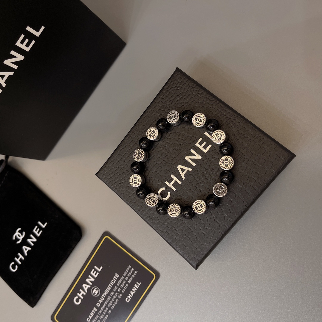 Chanel obsidian distressed bracelet