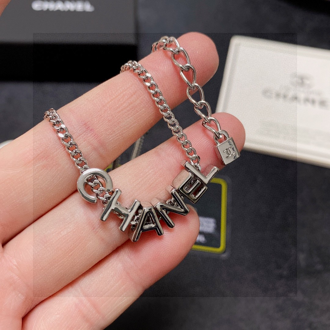 Chanel's latest silver letter necklace