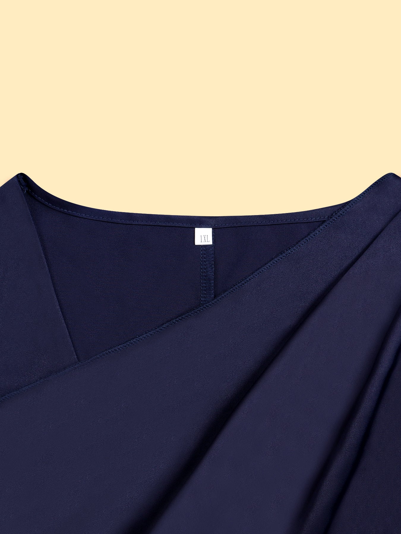 Plus Size Women Clothing Solid Color Satin Artificial Silk Pullover Oblique Shoulder Button Pleated Ruffle Sleeve Office Top Women Shirt