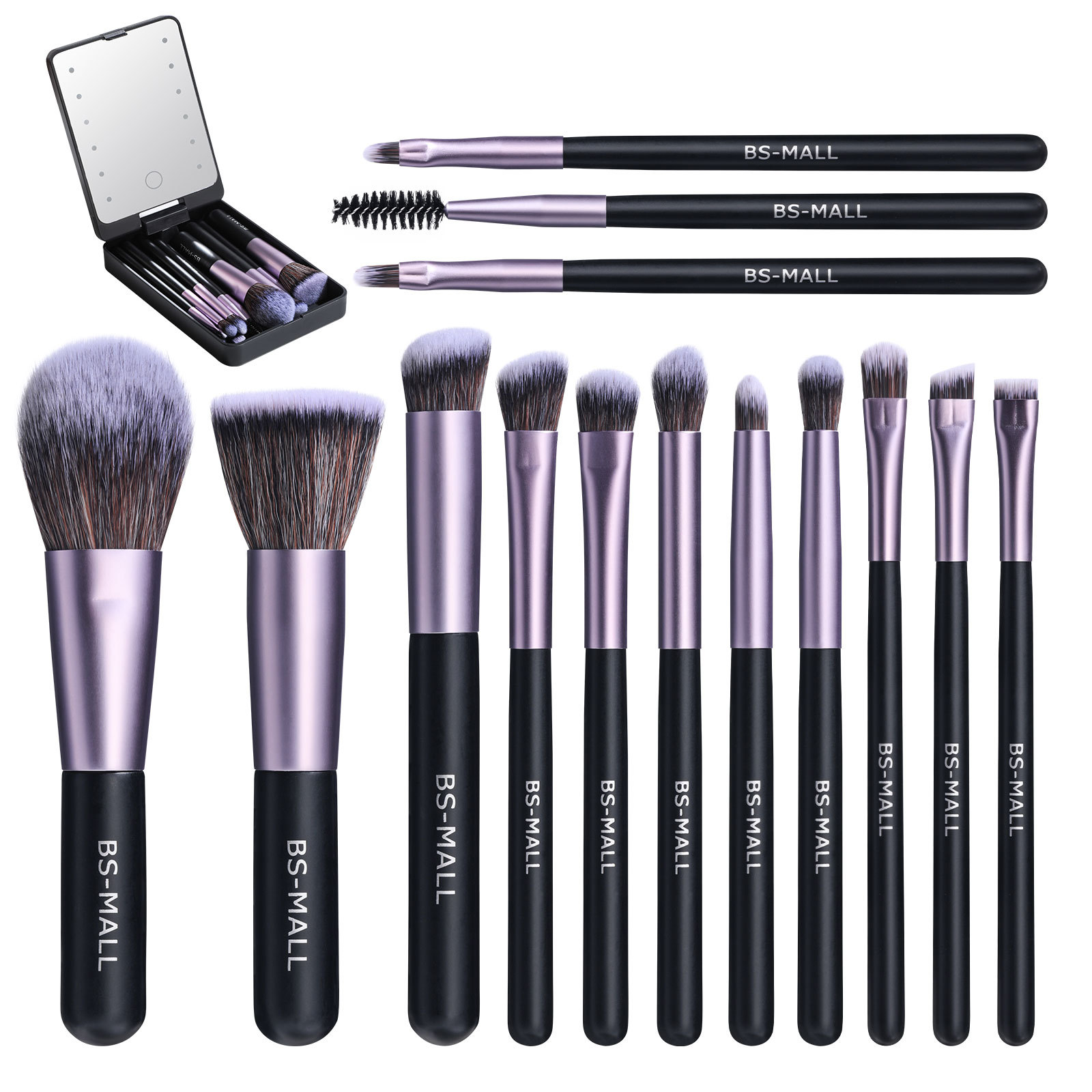 2025 NEW🔥Travel Makeup Brush Set With LED Light Mirror