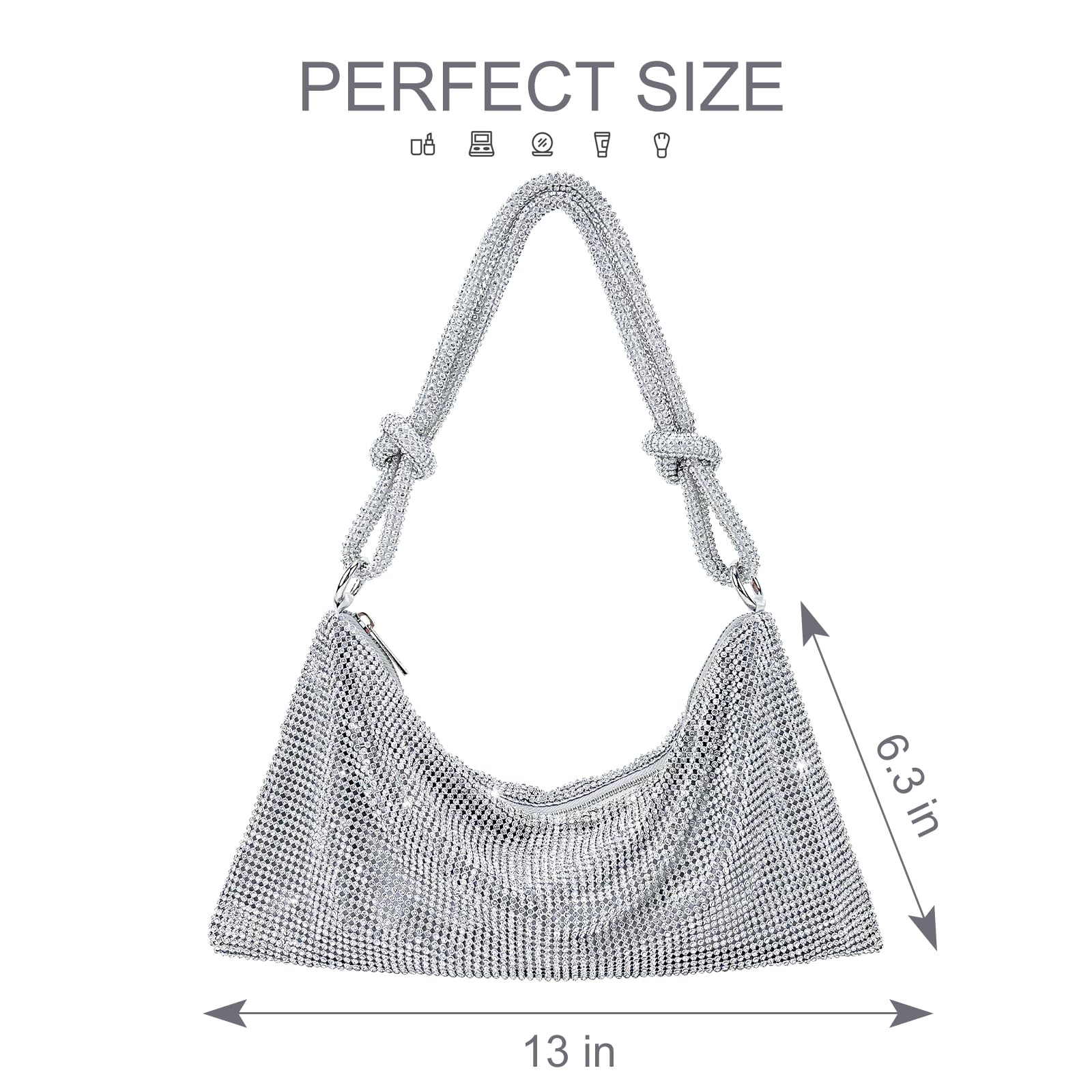 🔥Last Day 50% OFF🔥Rhinestone Hobo Bag for Women Rhinestone Purses📦BUY 2 GET FREE SHIPPING NOW