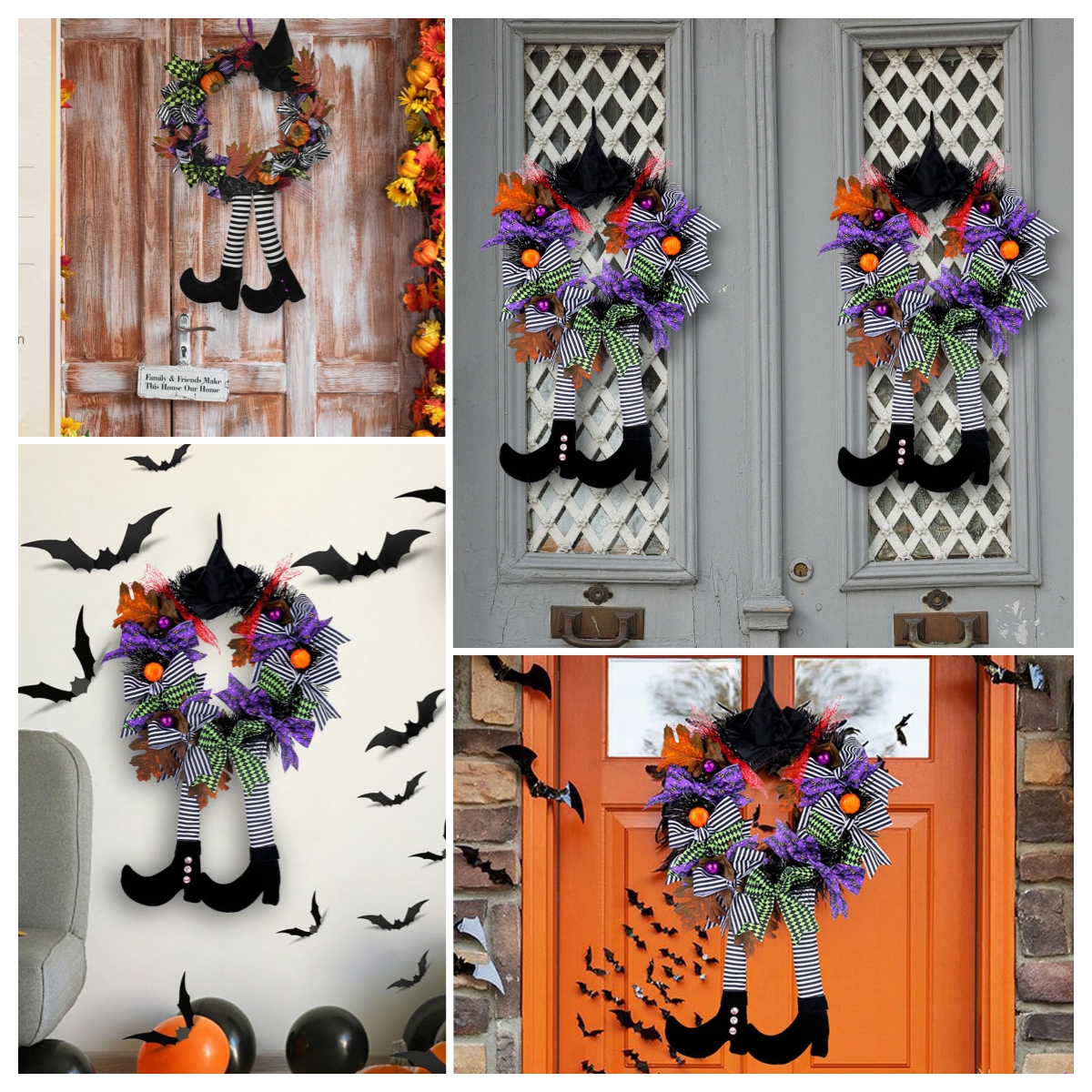 🧙‍♀️Black Witch Wreath - Witch Hat Long-Legged Pumpkin Wreath🎀