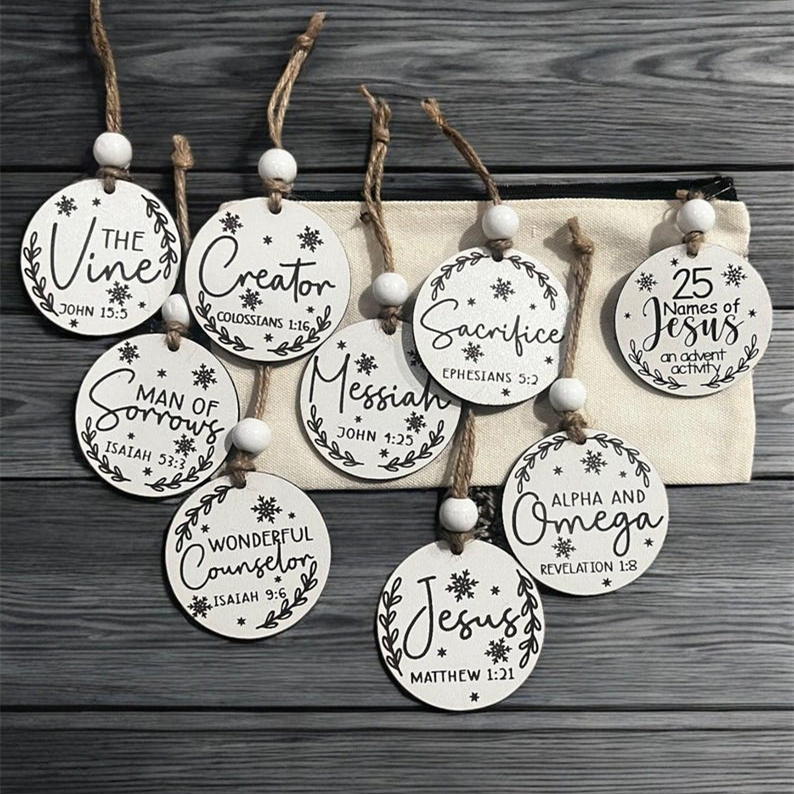 25 Names of Jesus Advent Christmas Ornament Set