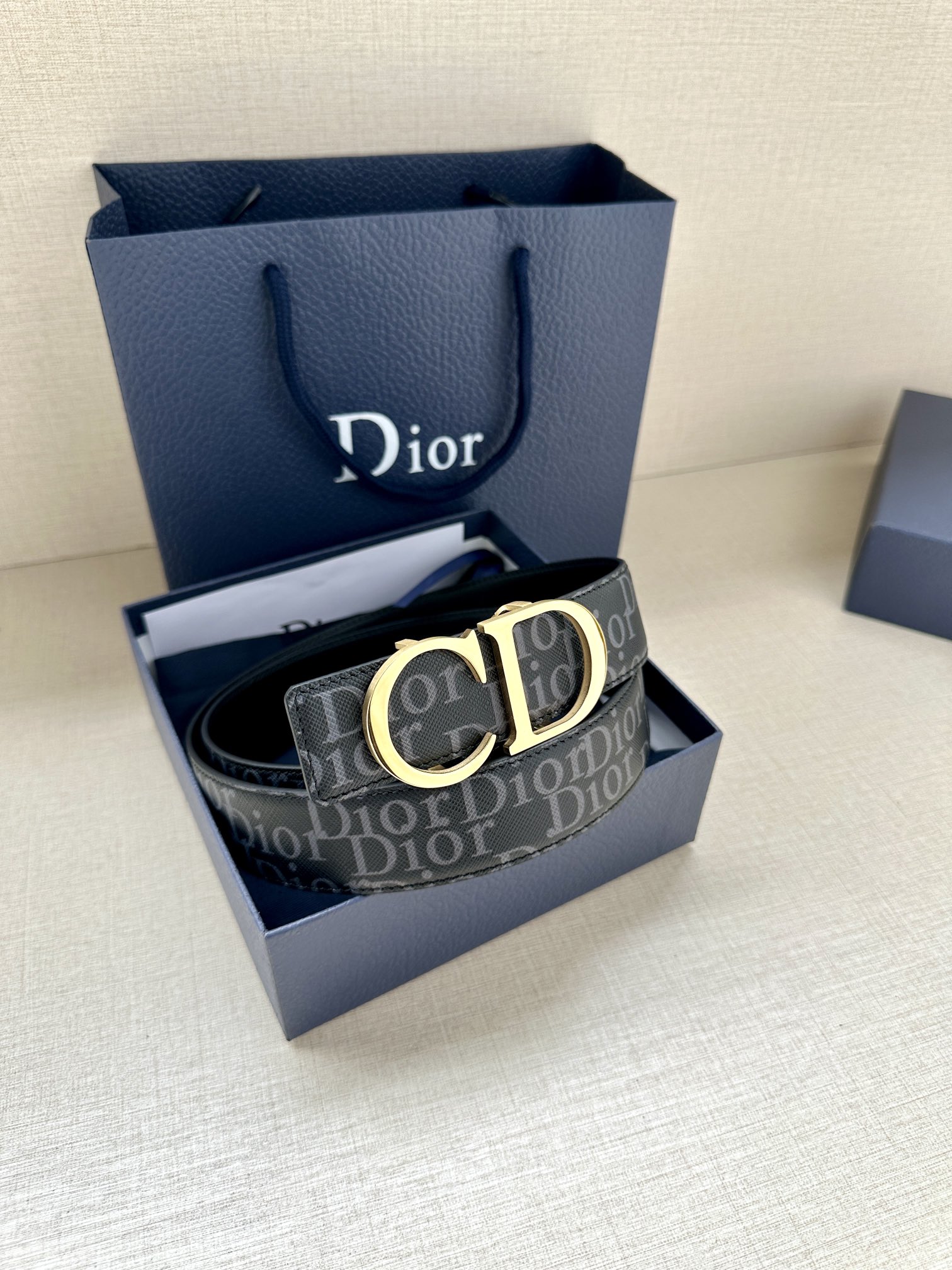 Dior Oblique Galaxy printed leather belt 3.5CM wide