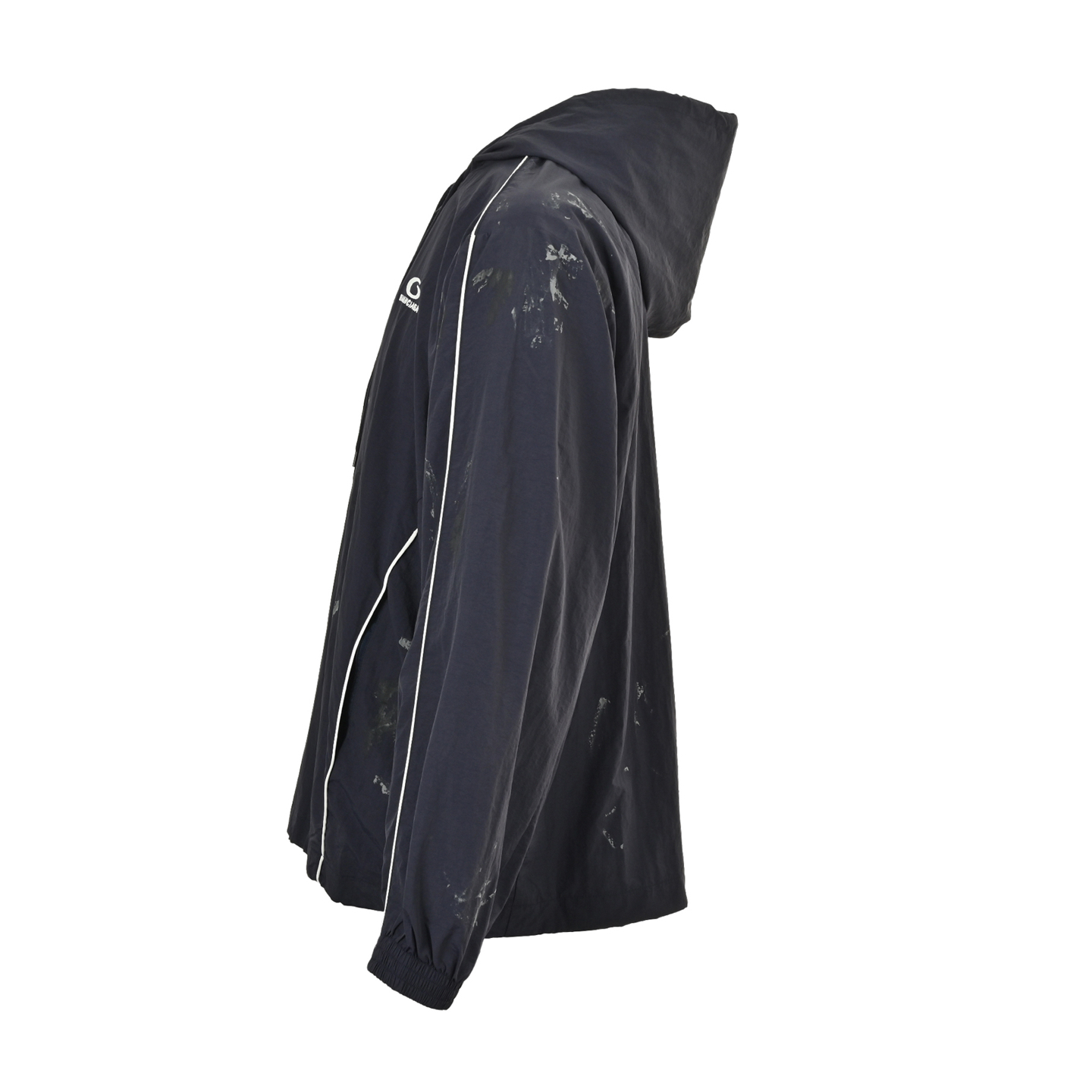 Balenciaga BLCG 25FW 84 graffiti spray paint navy blue half-circle embroidery sports suit jacket