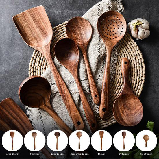 Christmas Sale🔥 Natural Teak Wood Utensil Set 60% off Flash Sale