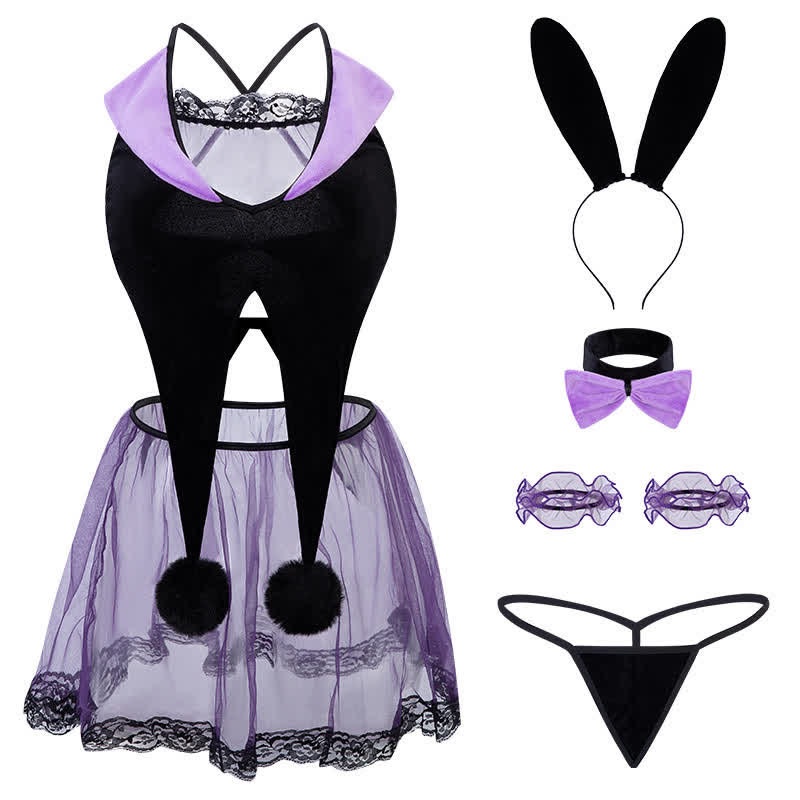 Cosplay Bunny Lace See Through Lingerie Stockings Set