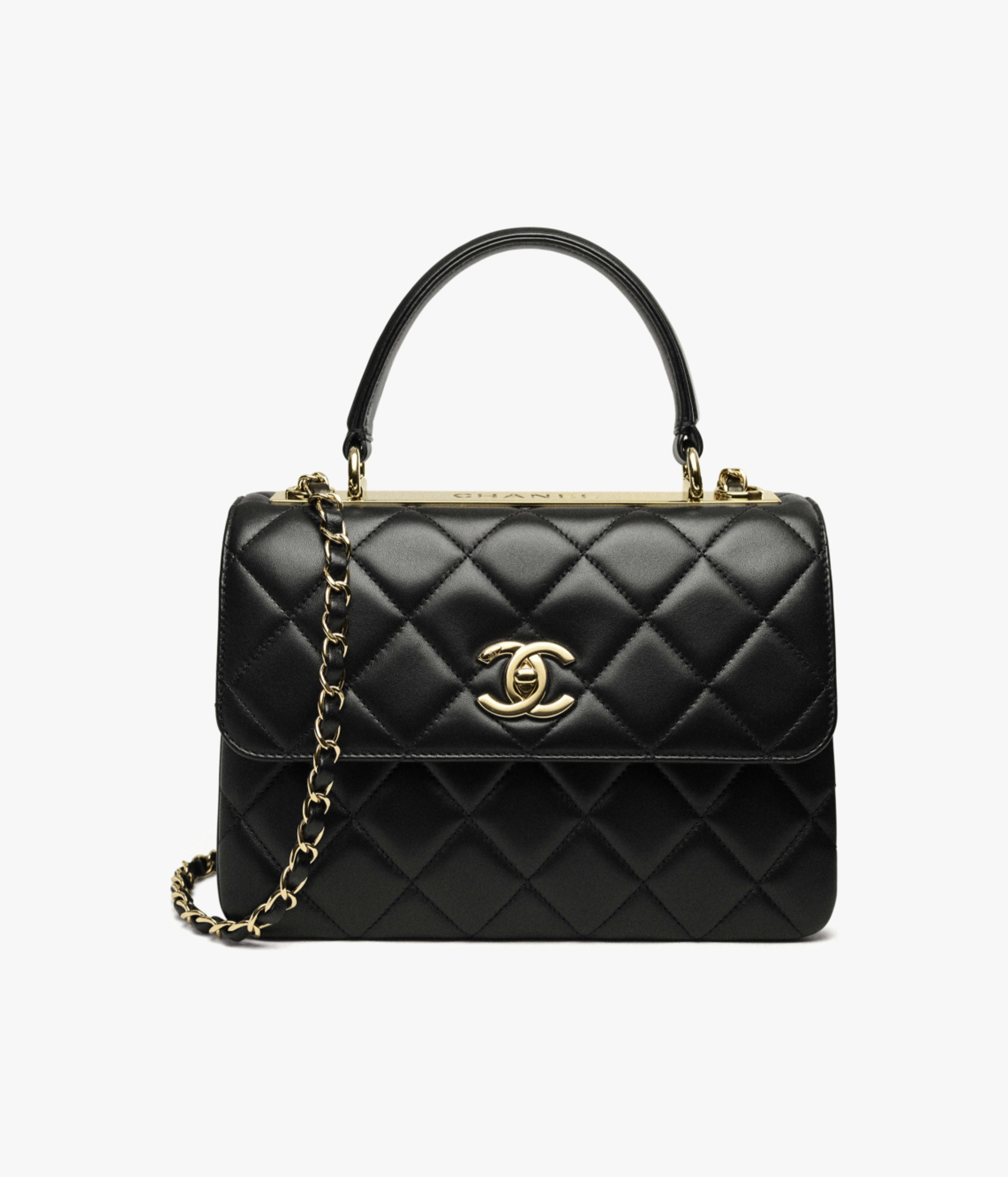 Chanel Flap Bag with Top Handle Lambskin & Gold-Tone Metal Black A92236-Y60767-94305