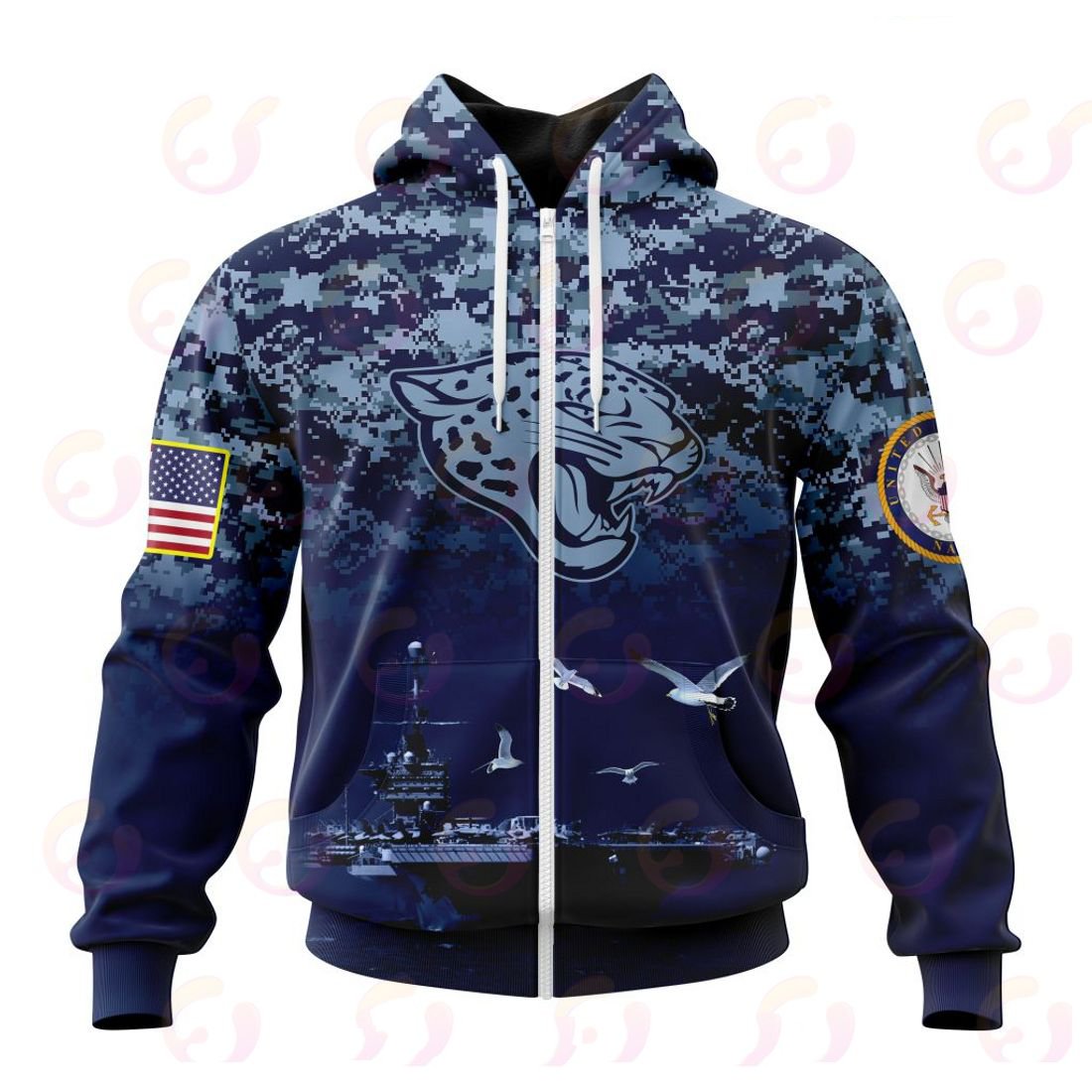 JACKSONVILLE JAGUARS 3D HOODIE HONOR US NAVY VETERANS