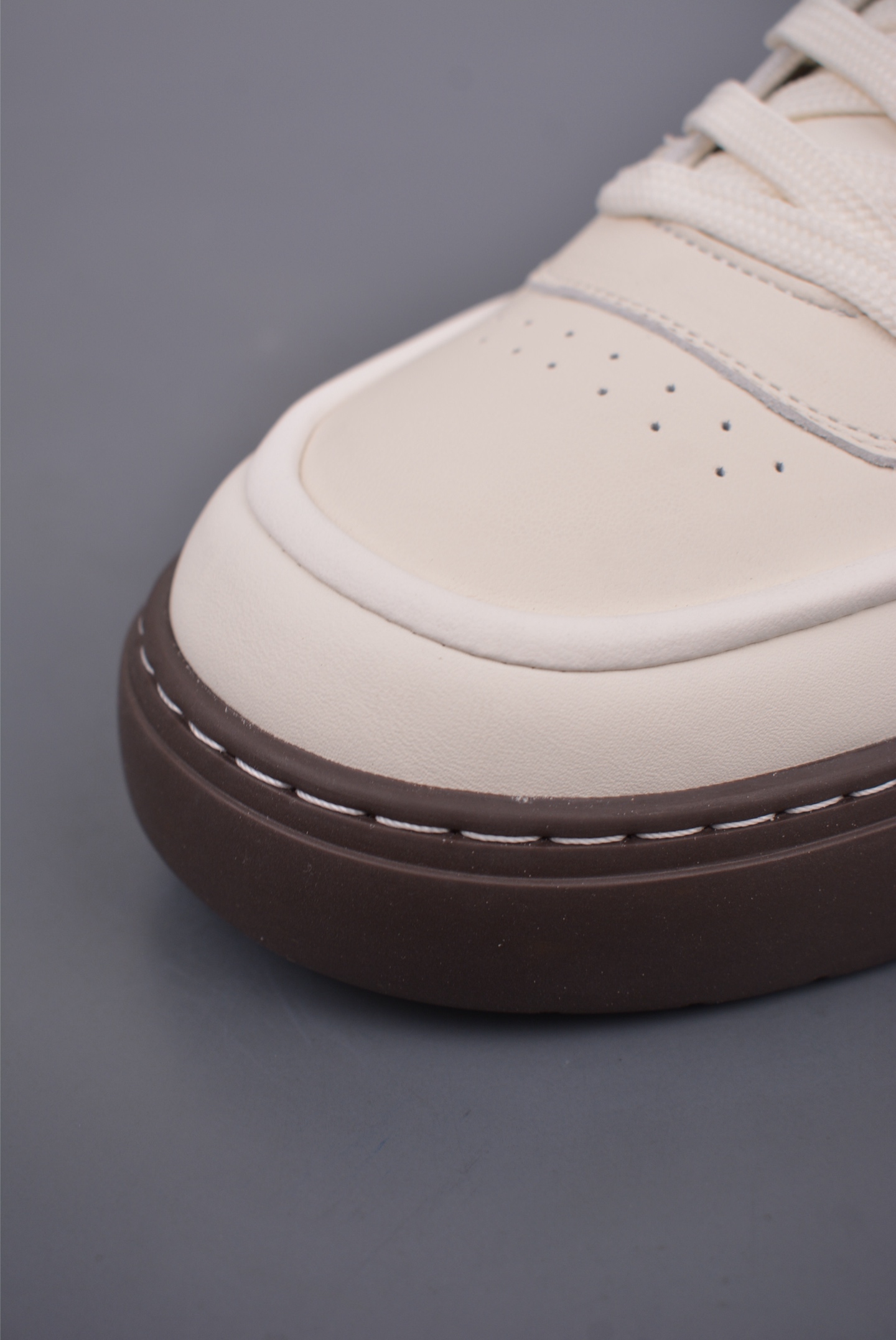 Prada PRAX 02 Triangle Logo Leather Sneakers Casual Sports Shoes White Brown 3D989M_3LF5_FG000