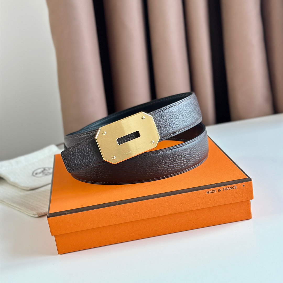 Hermès new double-faced calfskin belt width 3.2CM