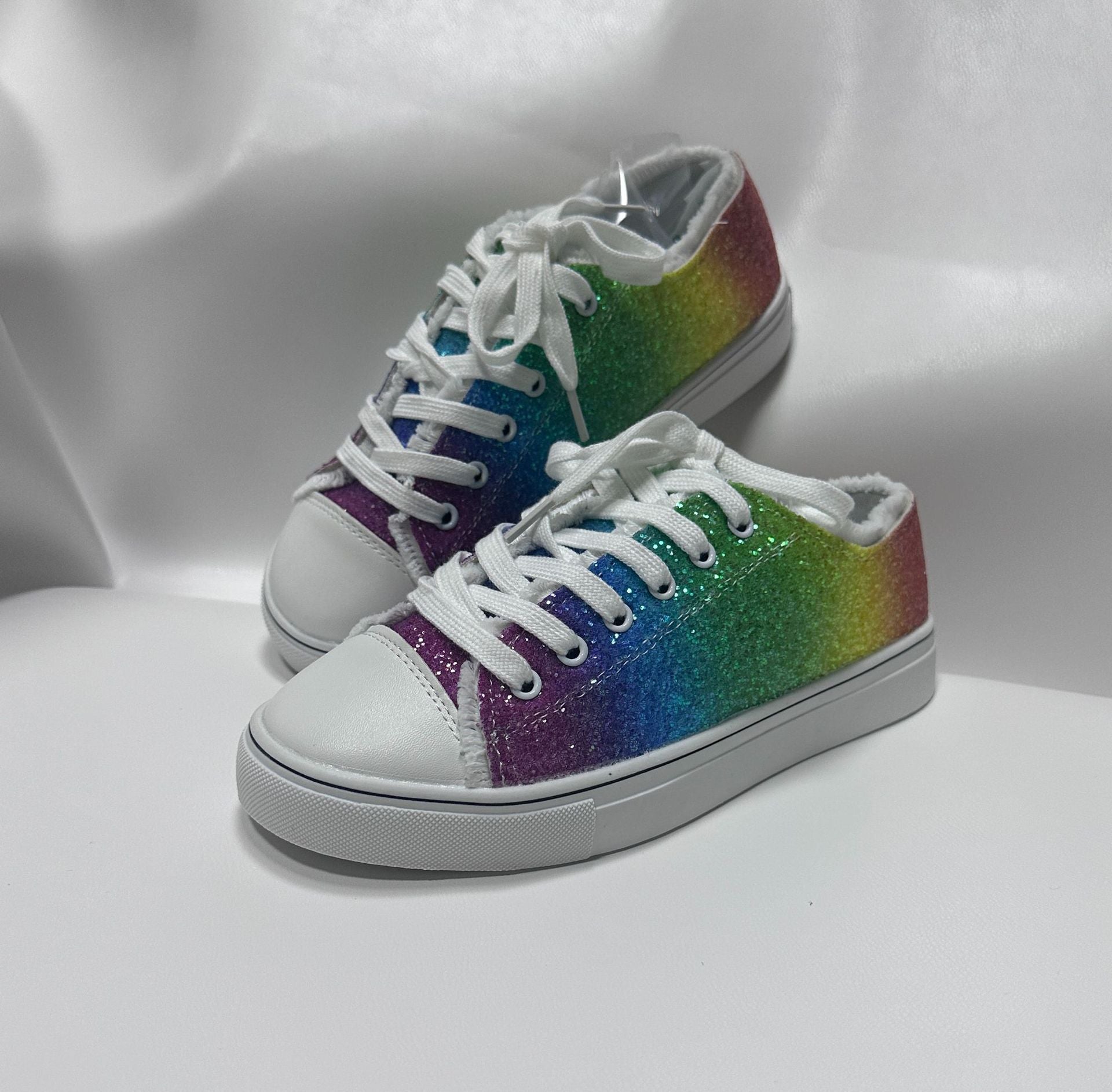 Casual Female 3D Gradient Color Sequins Flat Skateboard Shoes