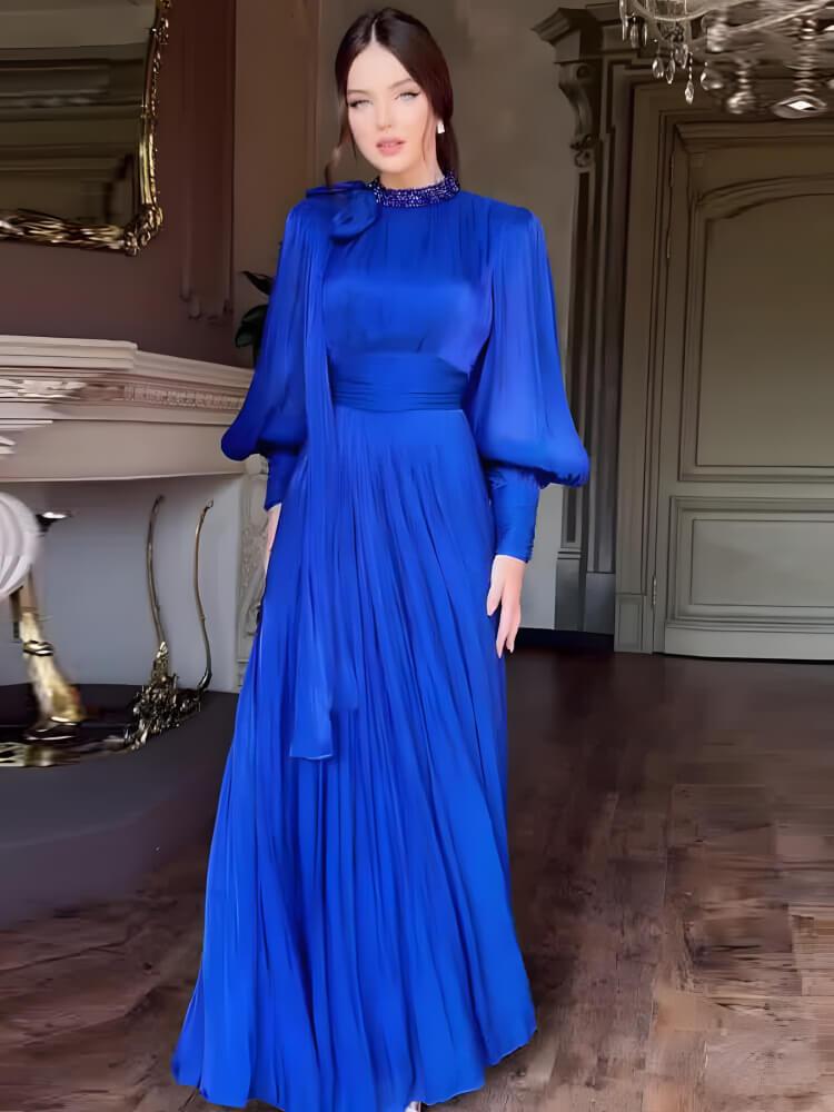 Women's Beaded Long-sleeved Dress