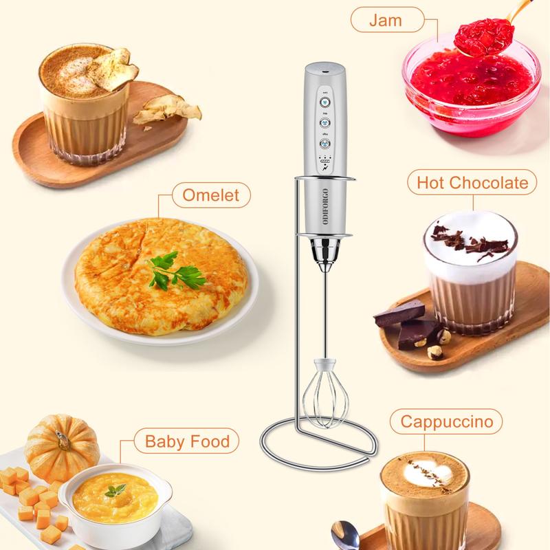 🍳 Embrace Cord-Free Cooking Freedom✨Electric Handheld Mixer with 3 Heads, with USB Rechargeable & 3 Speeds