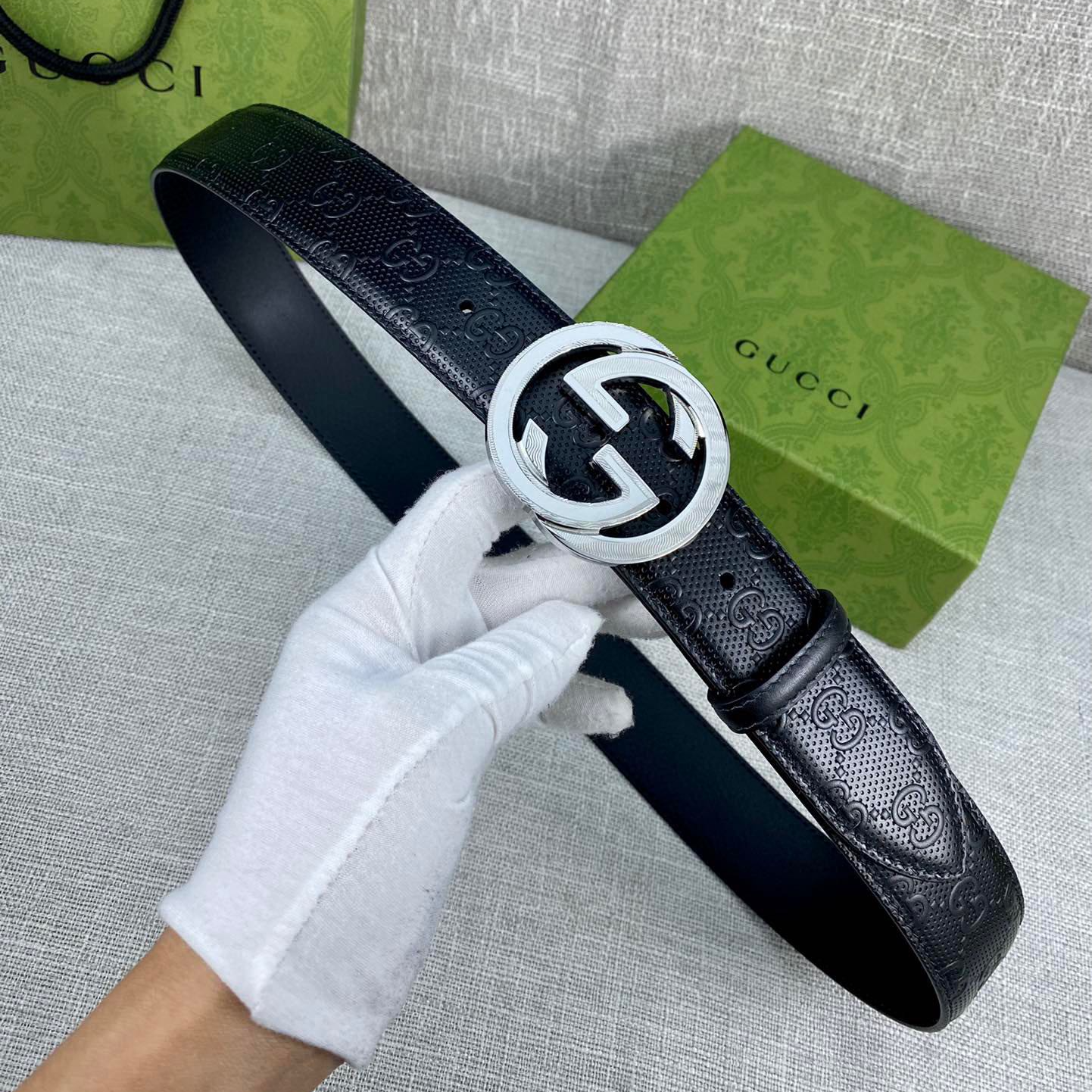 Gucci Signature printed leather belt width 4.0CM