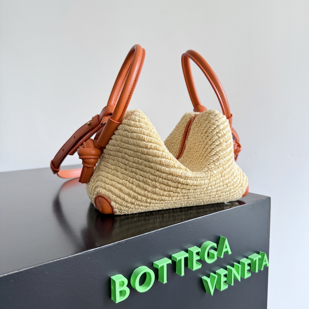 Bottega Veneta 2025 summer new burnt orange raffia loop bag