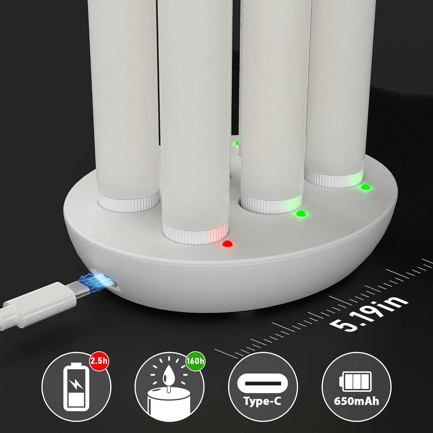 🔥LAST DAY 50% OFF🔥6 PCS Rechargeable Flameless Taper Candles with Charging Station
