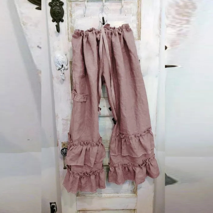 Cotton Loose Ruffle Lounge Pants
