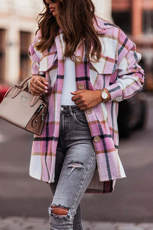 Heididress Casual Lapel Button Down Pockets Plaid Cardigans