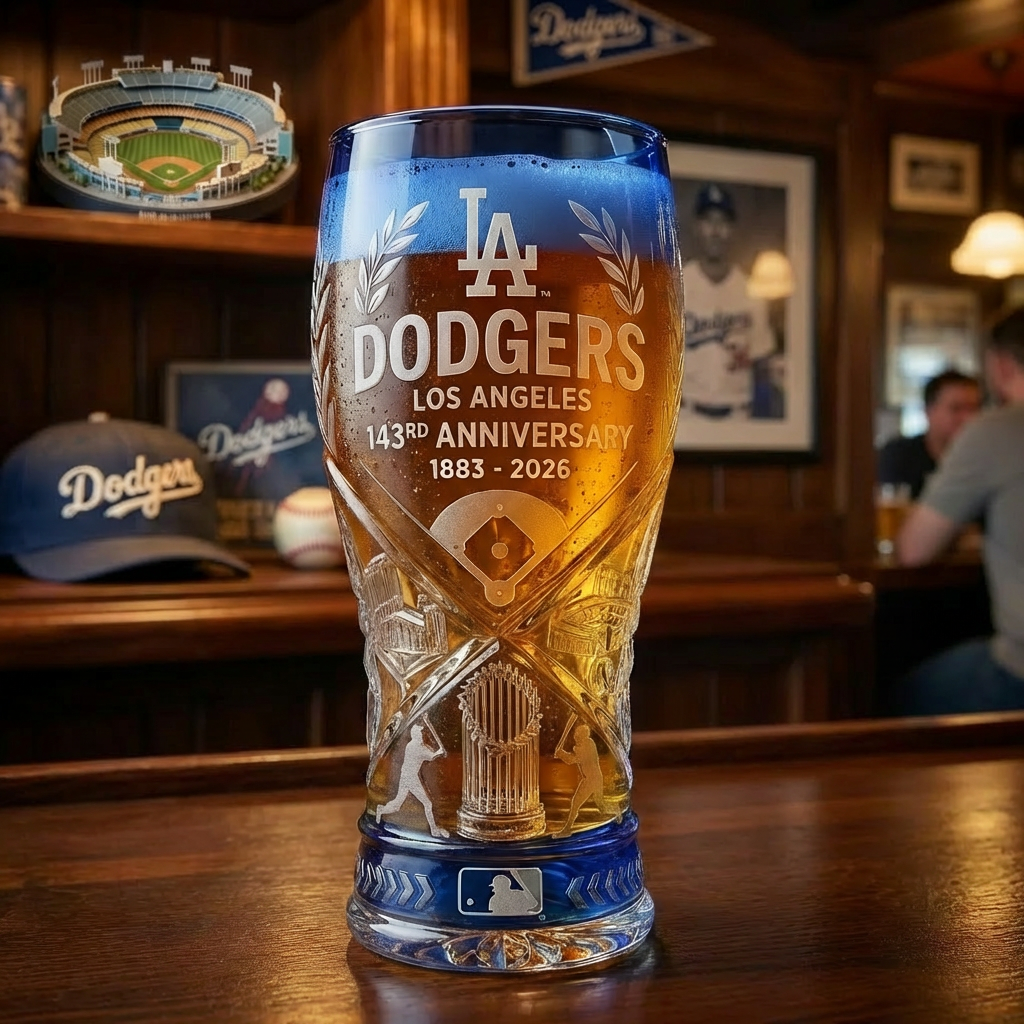 LA Dodgers 143rd Anniversary Commemorative Glass