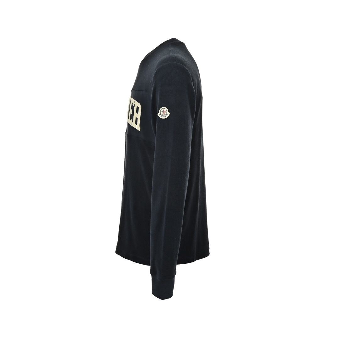 Moncler 24Fw flocked patch letter towel material long-sleeved T-shirt