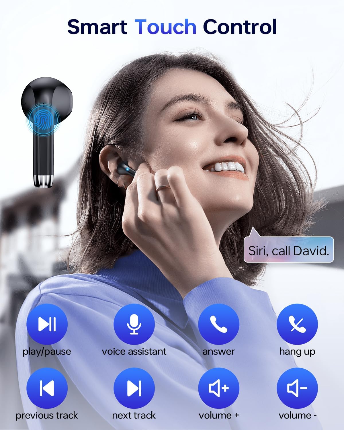 Wireless Earbuds, Bluetooth 5.3 Headphones 40Hrs Playtime with Charging Case, IPX5 Waterproof Stereo in-Ear Earphones with Microphone for iOS Android Cell Phone Sports Workout, Black