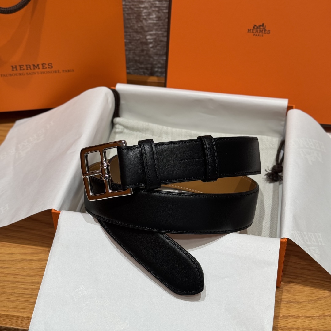 Hermès New Men's Double-Sided Pin Buckle Leather Belt 3.2cm Width