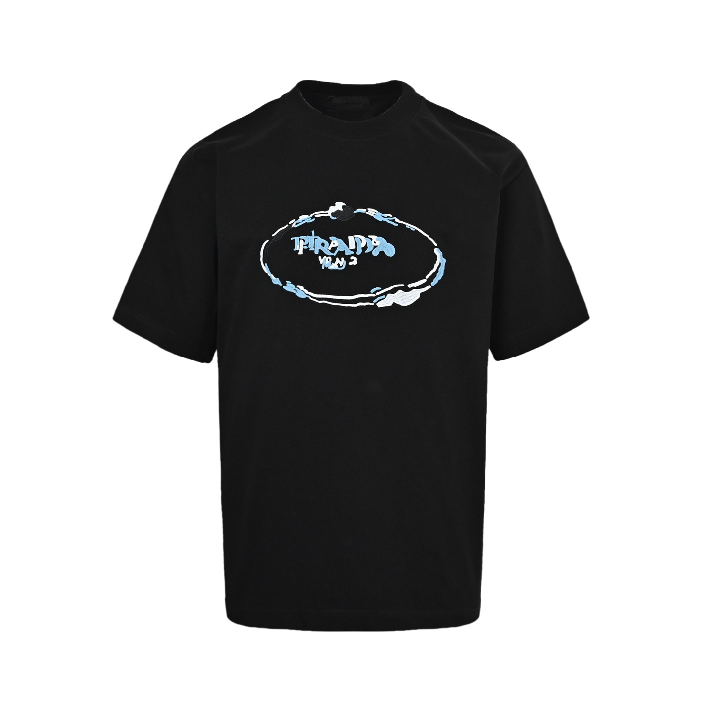 Prada 25ss overlapping logo embroidered short sleeves