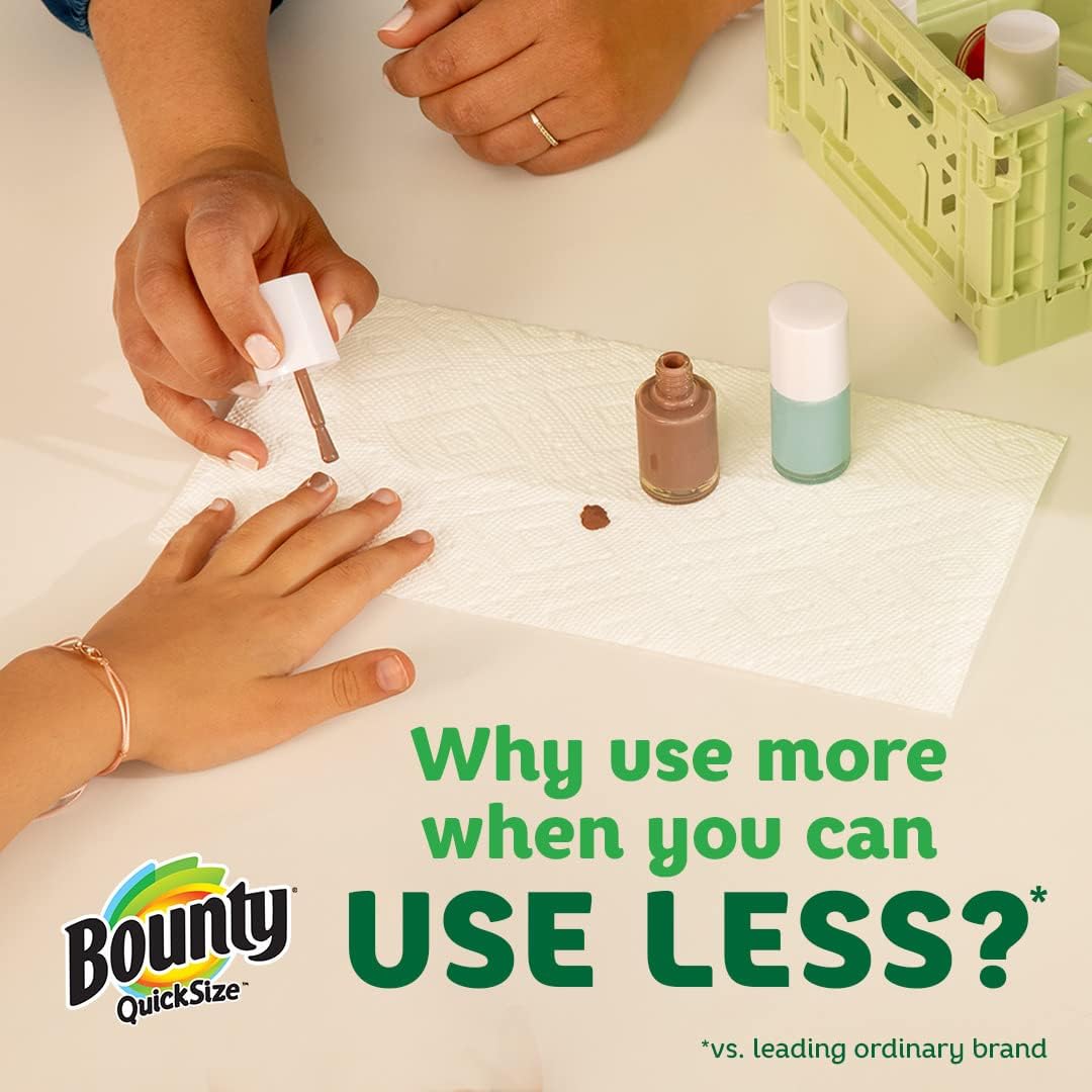Bounty Quick Size Paper Towels, White, 8 Family Rolls = 20 Regular Rolls