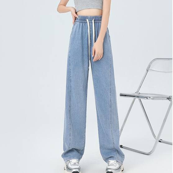 High waist vertical tube design sense banana pants show  Skinny wide leg pants