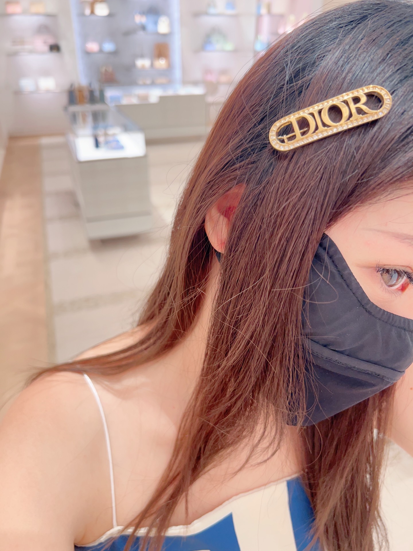 Dior letter full diamond hairpin