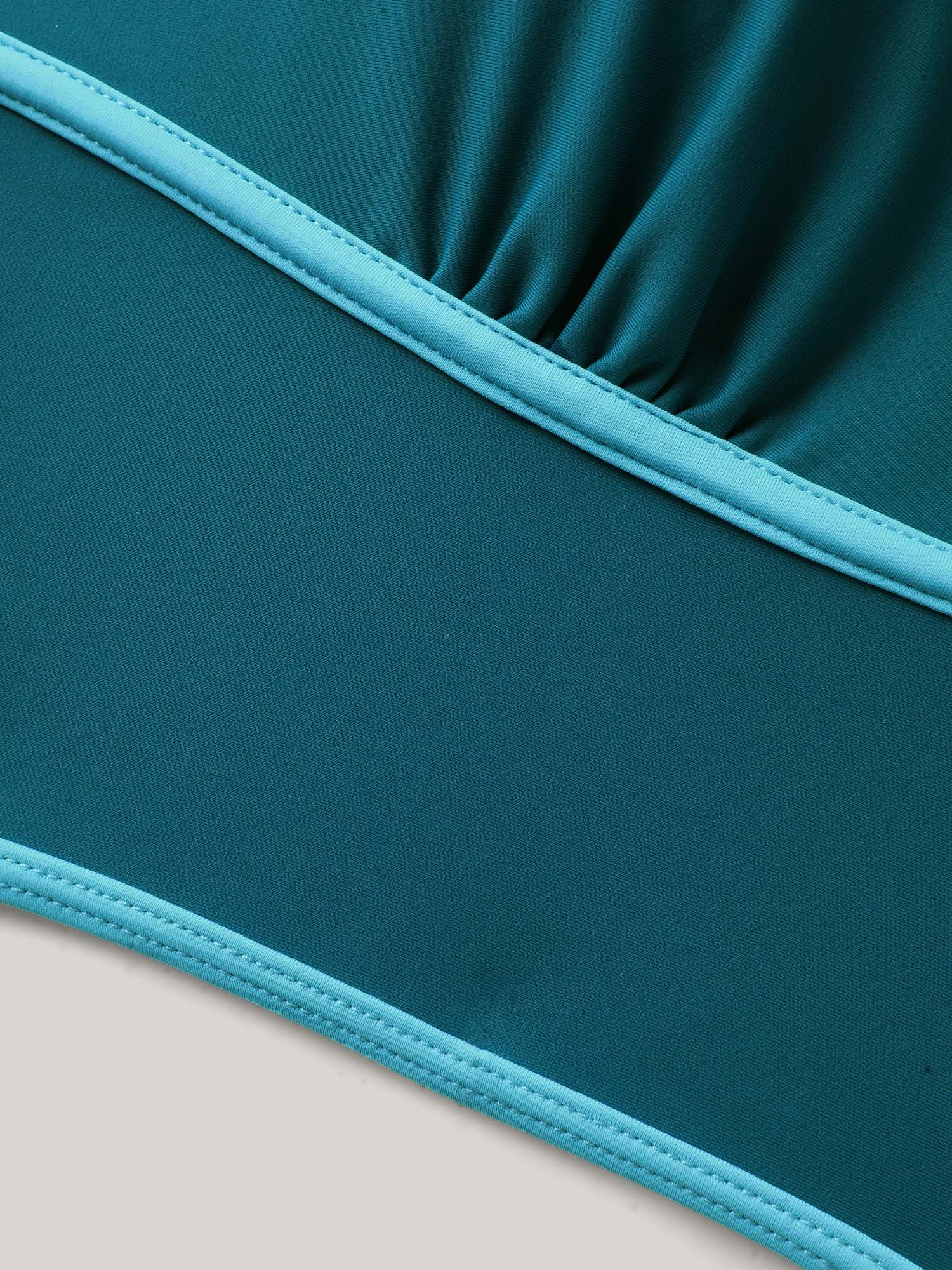 Color Contrast Scoop Neck Swim Top