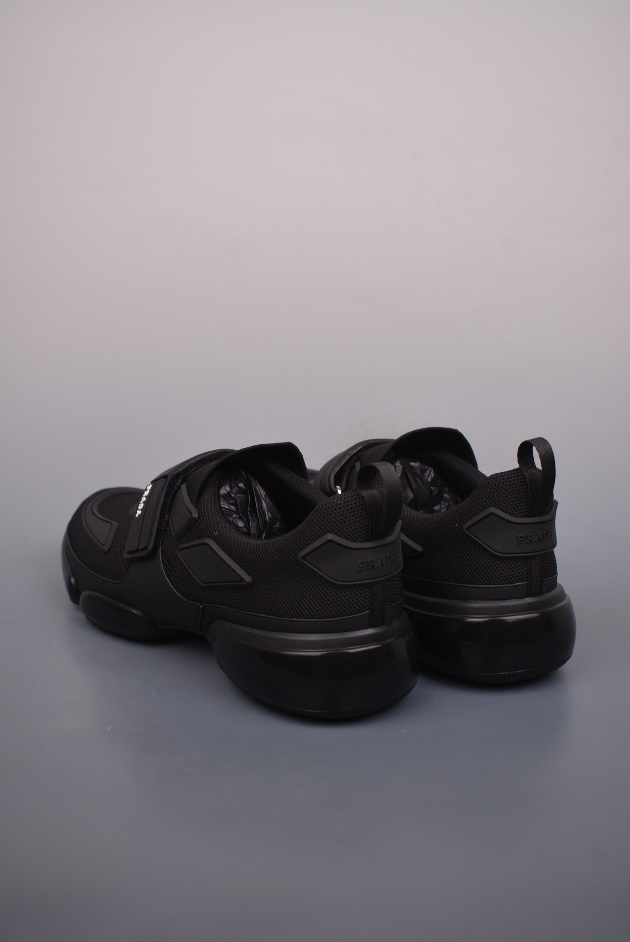 Prada Cloudbust Velcro Strap Low Sneakers Black Samurai 2OG064_1OUF_F0