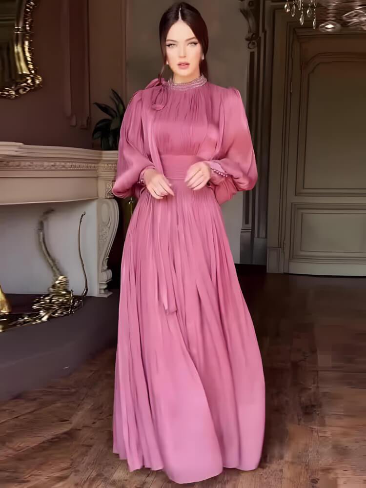 Women's Beaded Long-sleeved Dress