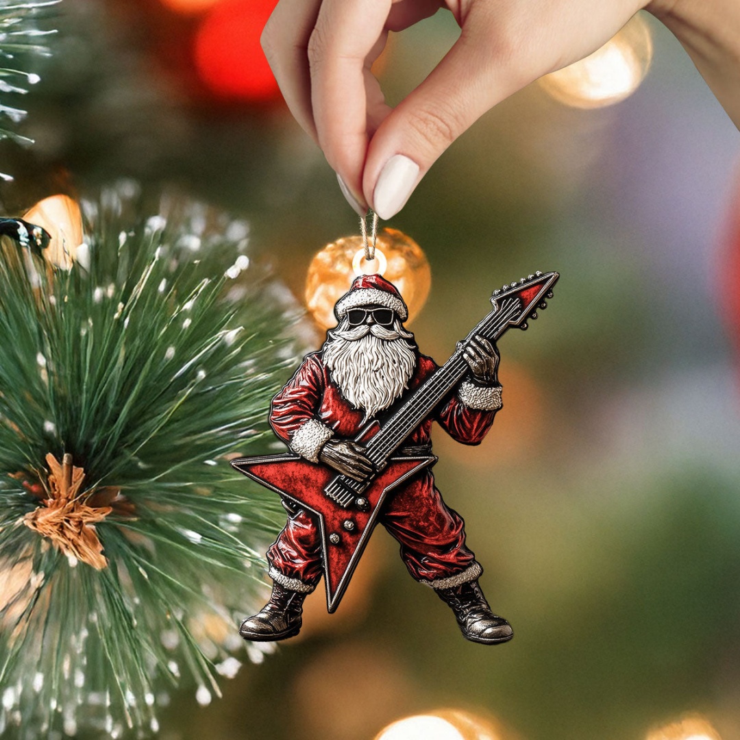 🤟🏼Rockin' Santa Christmas Ornaments