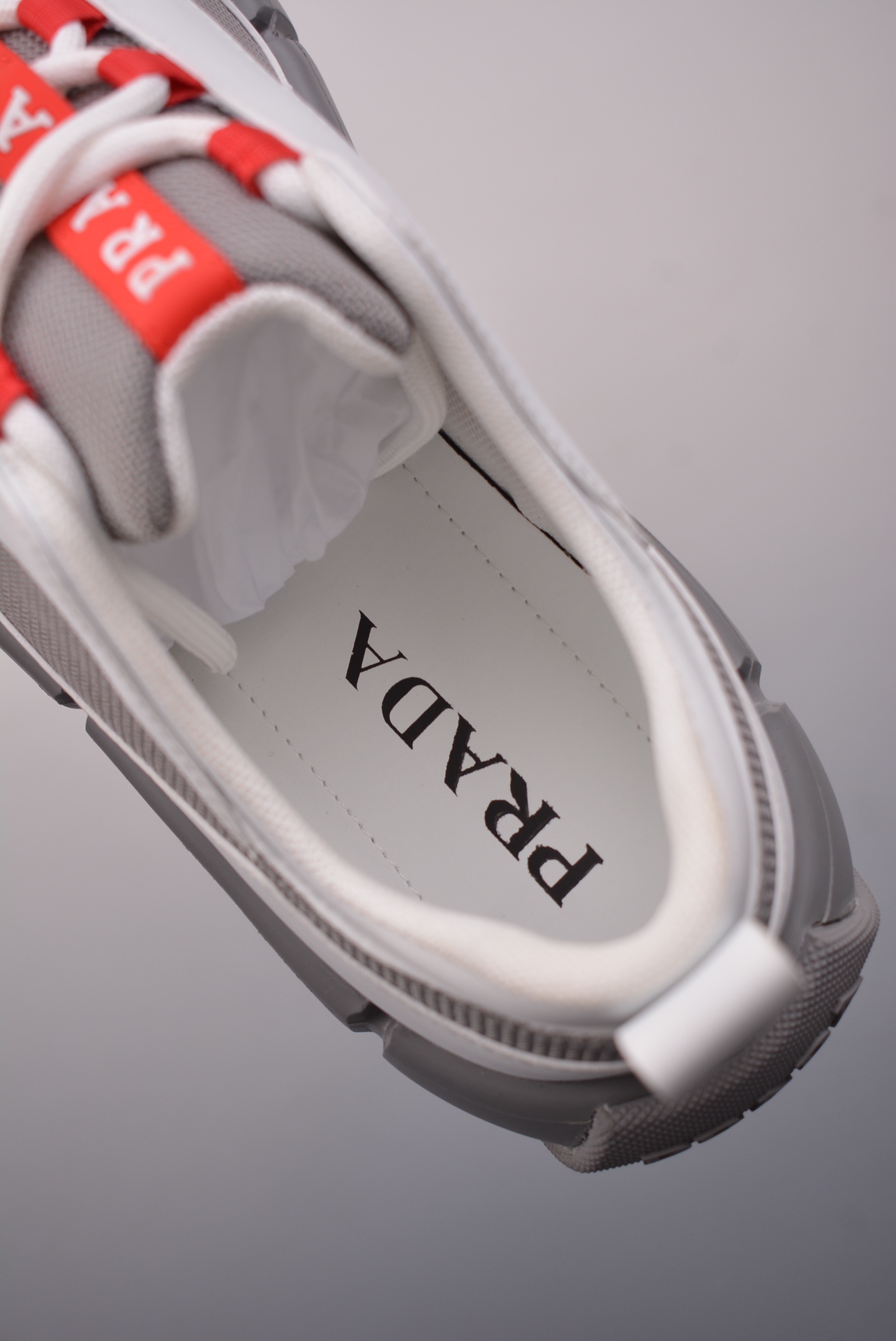 Prada 3D Cloudbust Thunder Technical Sneakers White Dark Gray Red 1E804M3LKI-AJ6493