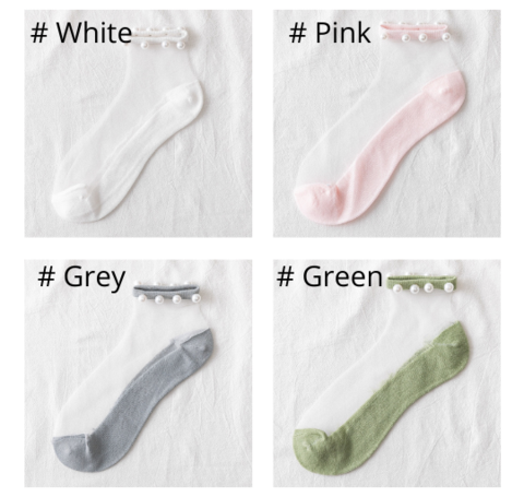 ( Last Day Promotions-50% OFF) Pearl Transparent Socks-Free Size Fit ALL Ldies and Girls