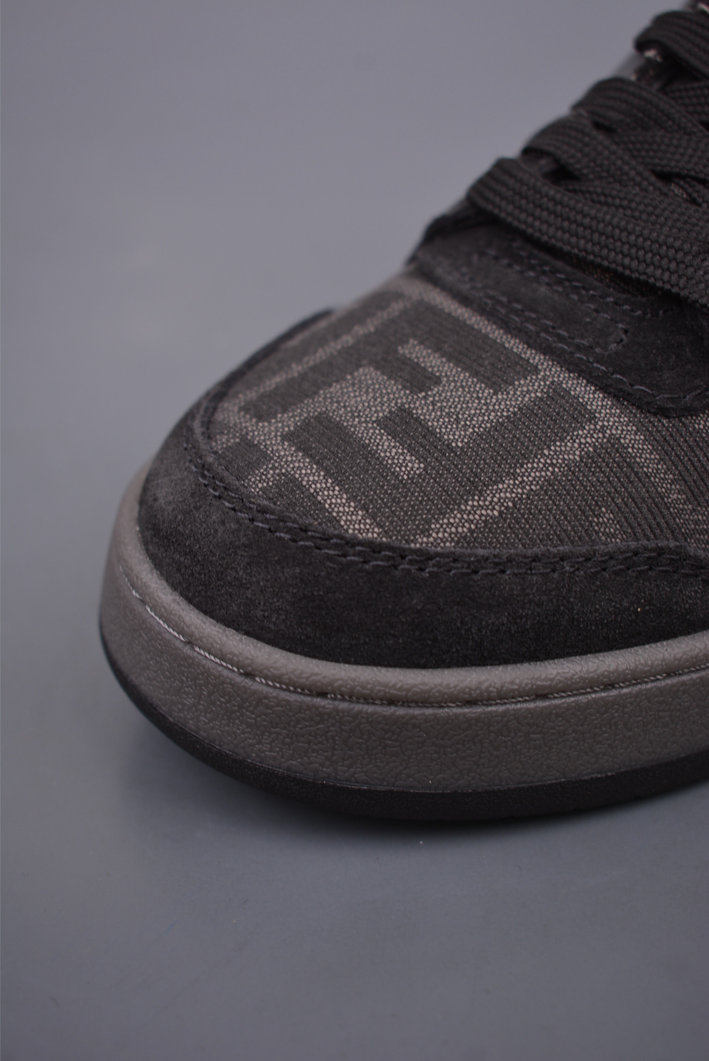 Fendi Match Sneaker Low Velcro Black Grey FF Jacquard 7E1493L1111