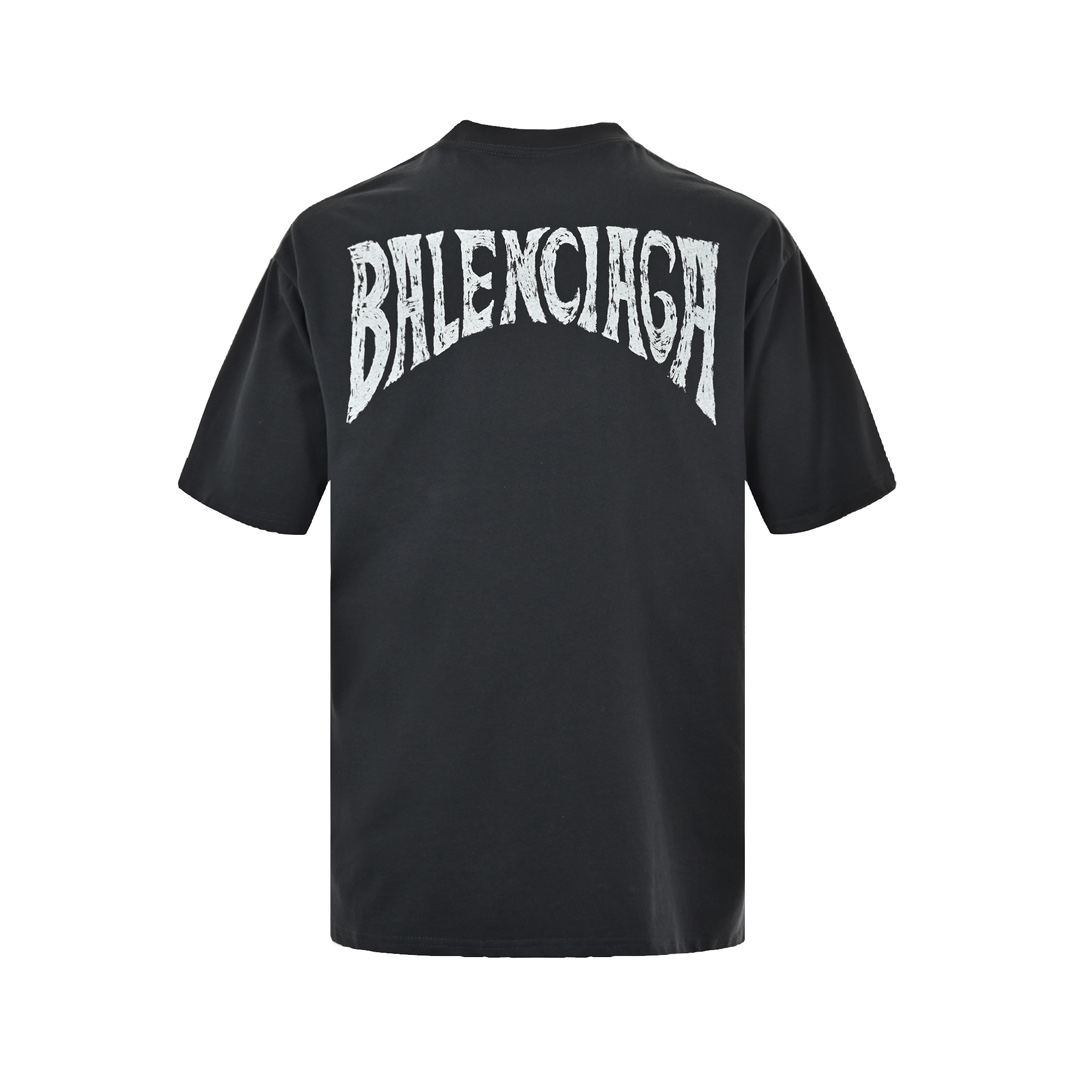 Balenciaga 24ss holiday style back letter print short sleeves