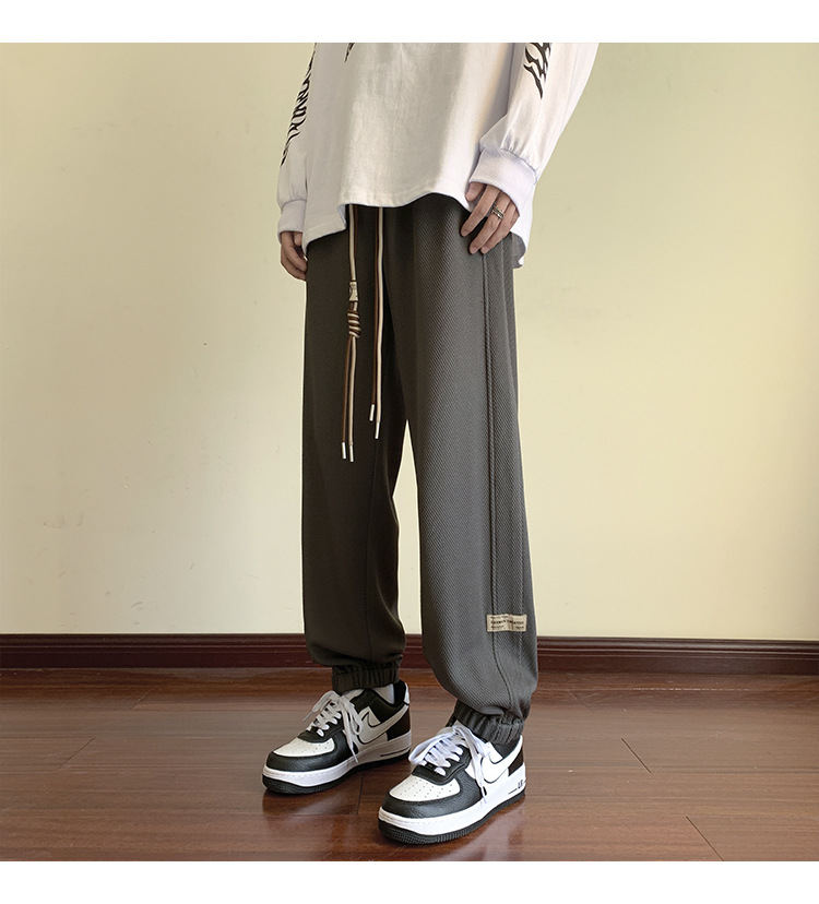 Gray Waffle pants Loose nine-cent hip panty size