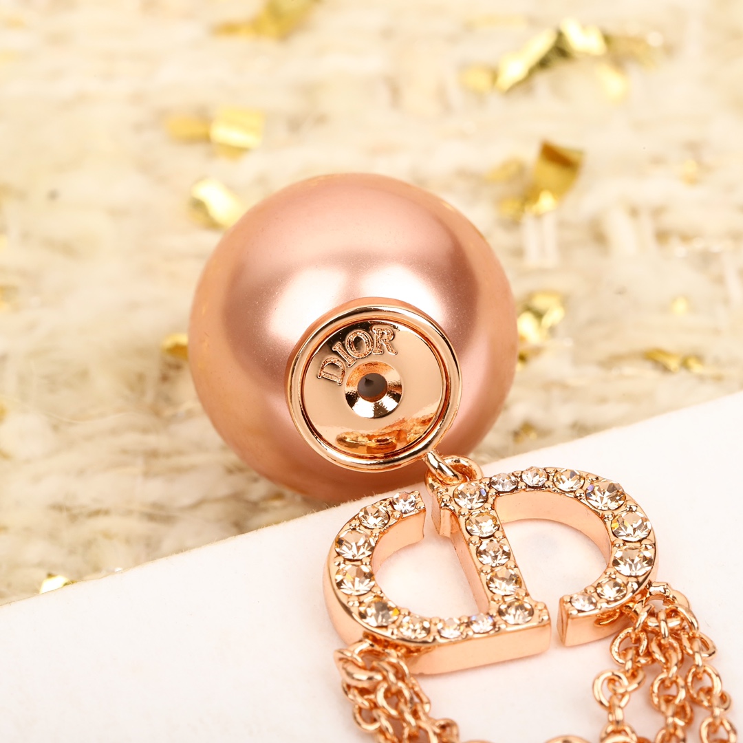 Dior triple tassel double bead earrings