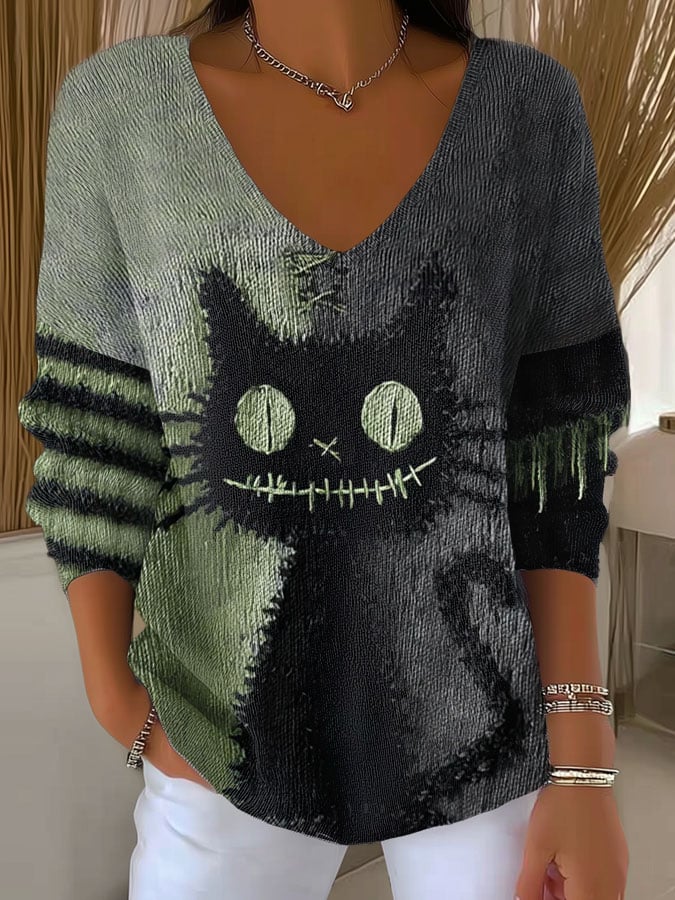 Women's Halloween Print  Long-Sleeved T-Shirt