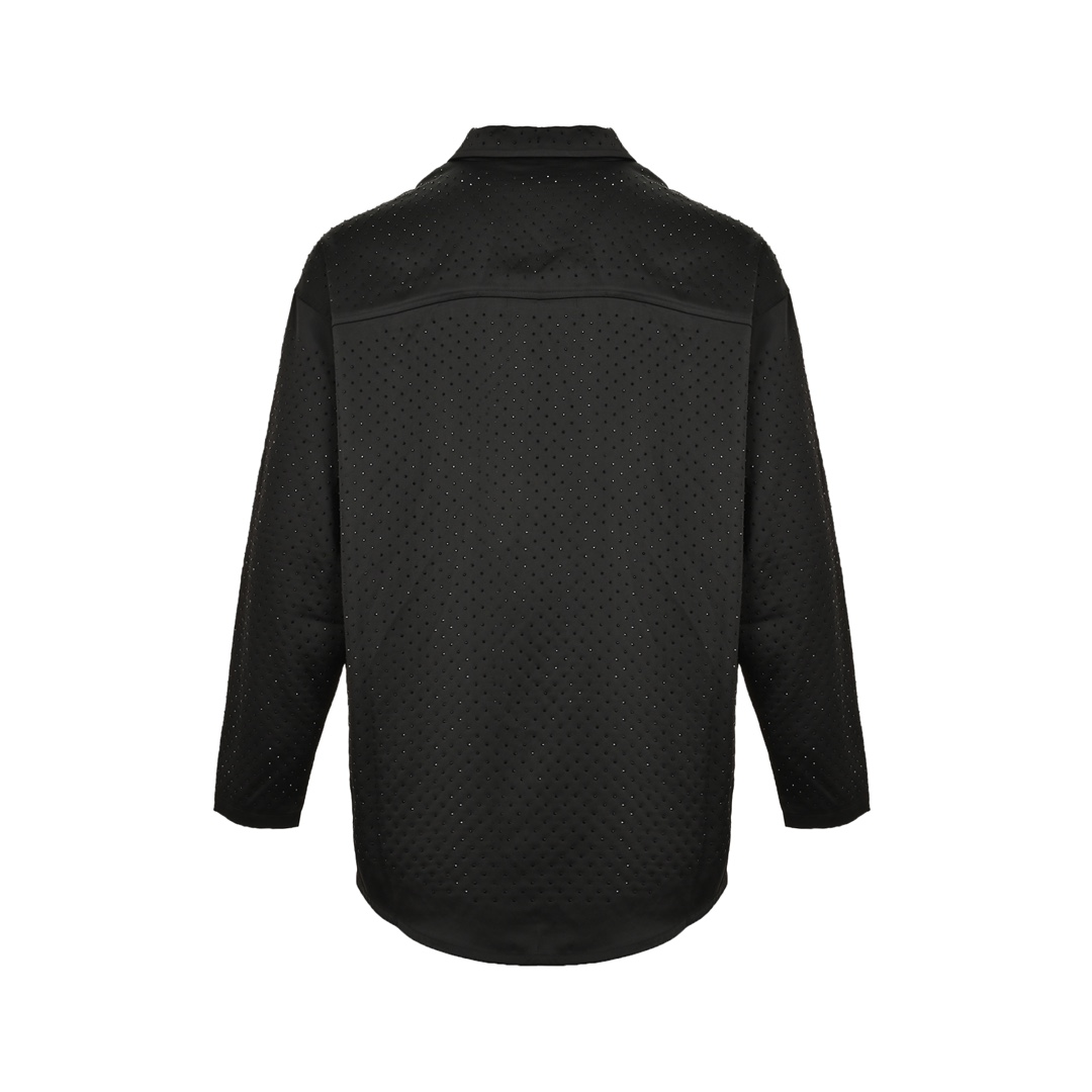 Balenciaga 24Fw rhinestone satin long-sleeved shirt