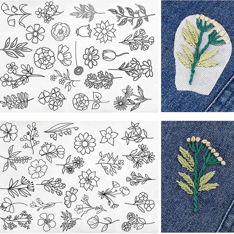 (🔥Hot Sale Promotion-SAVE 50% OFF)Water Soluble Flower Patterns for Embroidery (50 Pcs Flower Patterns/SET)🔥Buy 5 Sets Get 20% OFF