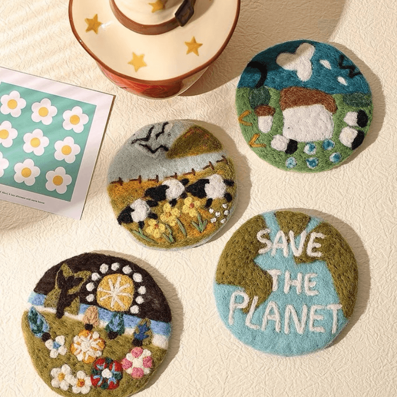 Handmade Wool Felt Round Coaster