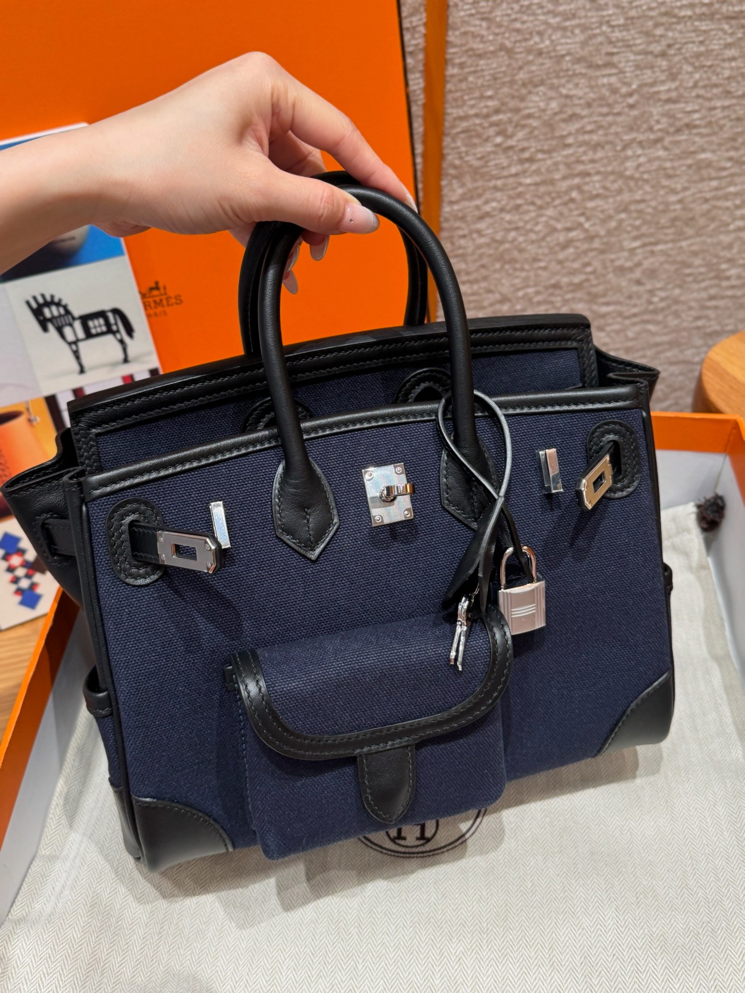 Hermes Birkin cargo 7UBlue navy89noir (handmade to order)