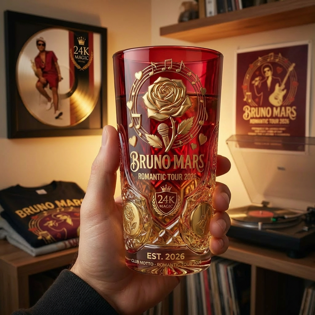 Bruno Mars Romantic Tour 2026 Commemorative Glass