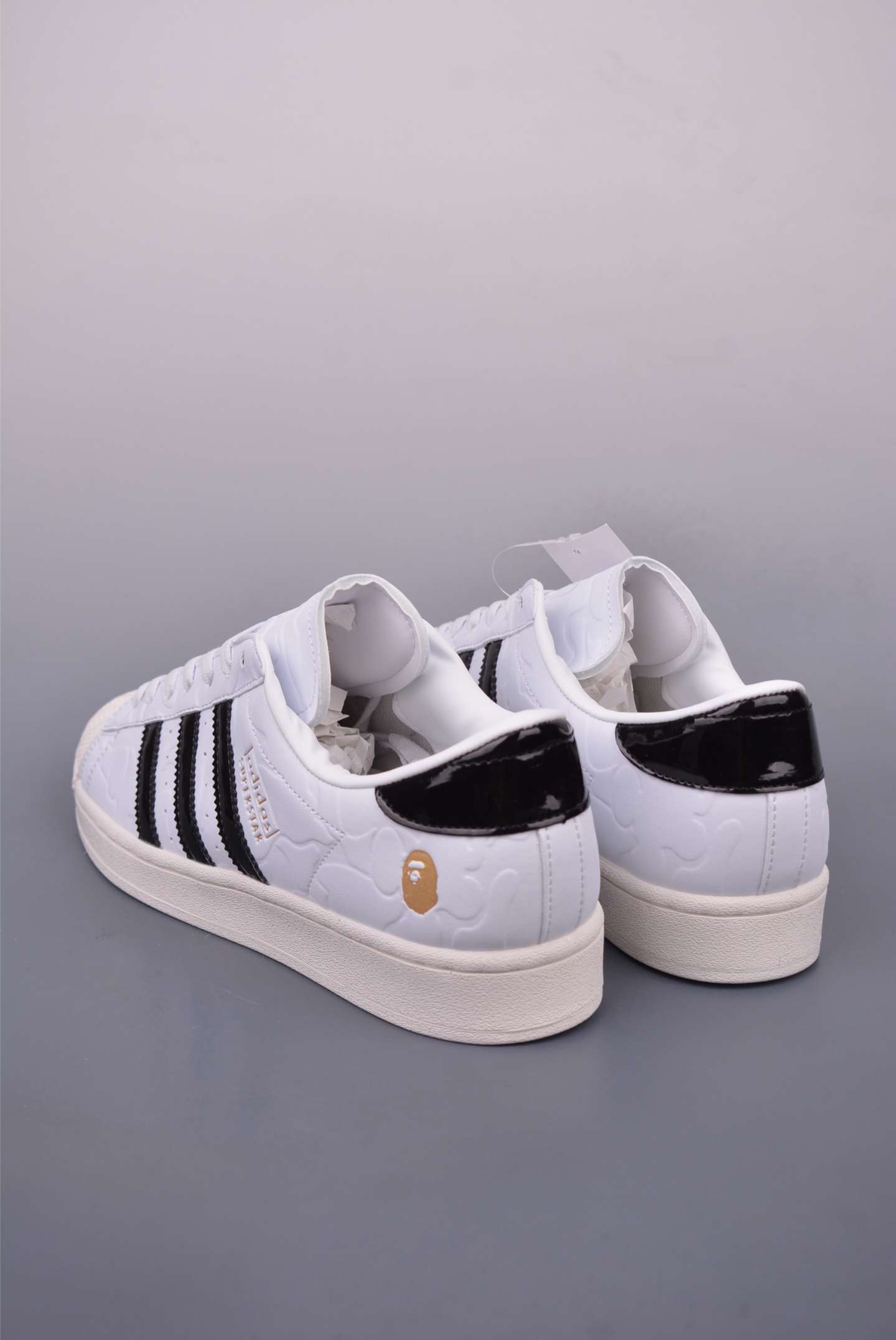 BAPE x Adidas Originals Superstar 80s Sneakers White, Black and Gold JR2701