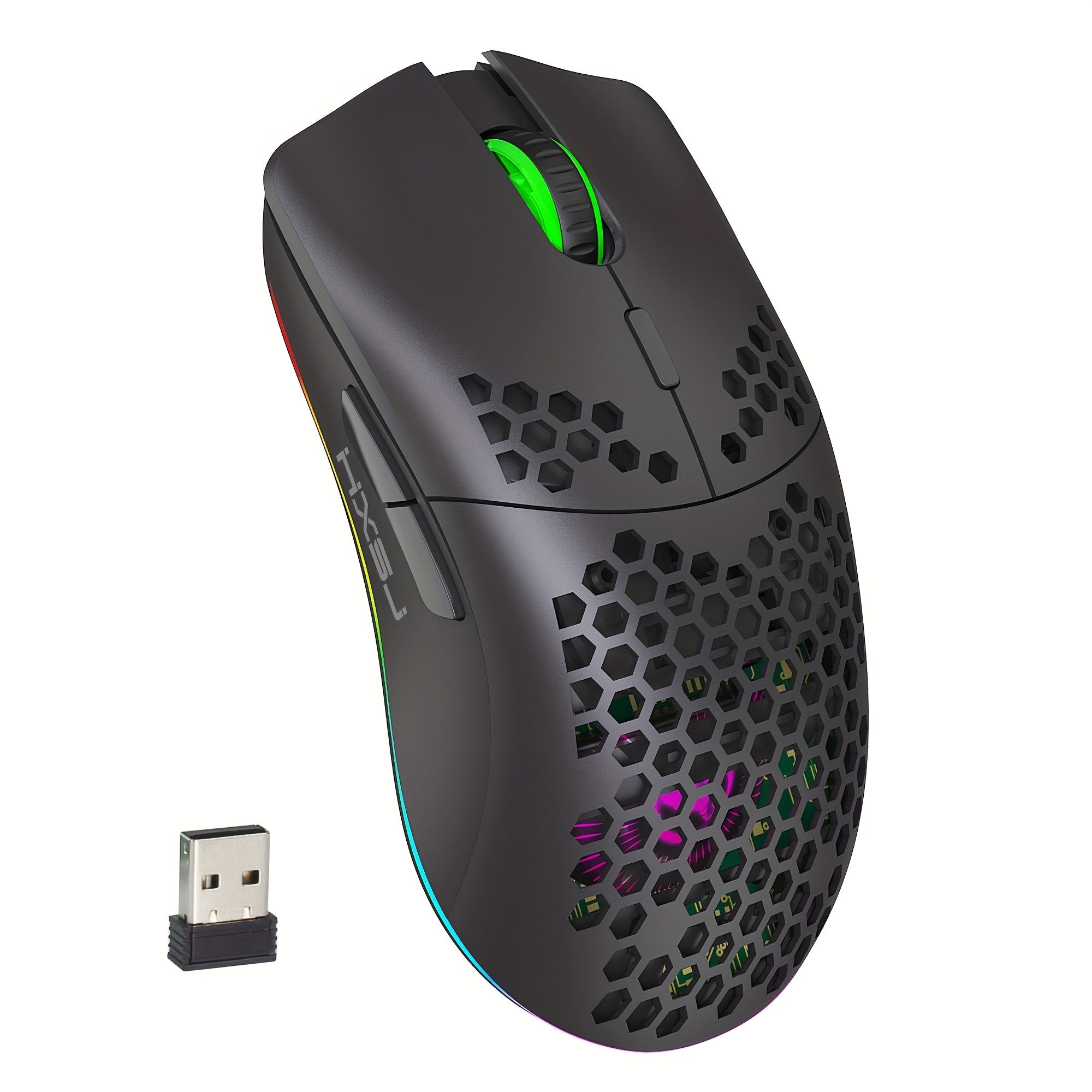 RGB Wireless Gaming Mouse,Ultra-Lightweight Honeycomb Shell Mice With 2.4G Wireless Rechargeable,RGB Spectrum Backlit,7 Buttons,3200DPI,Ergonomic Long Battery Life For PC,PS4 Gamers
