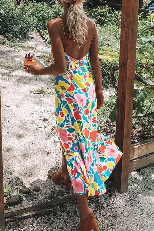 Heididress V Neck Floral Print Maxi Cami Dress